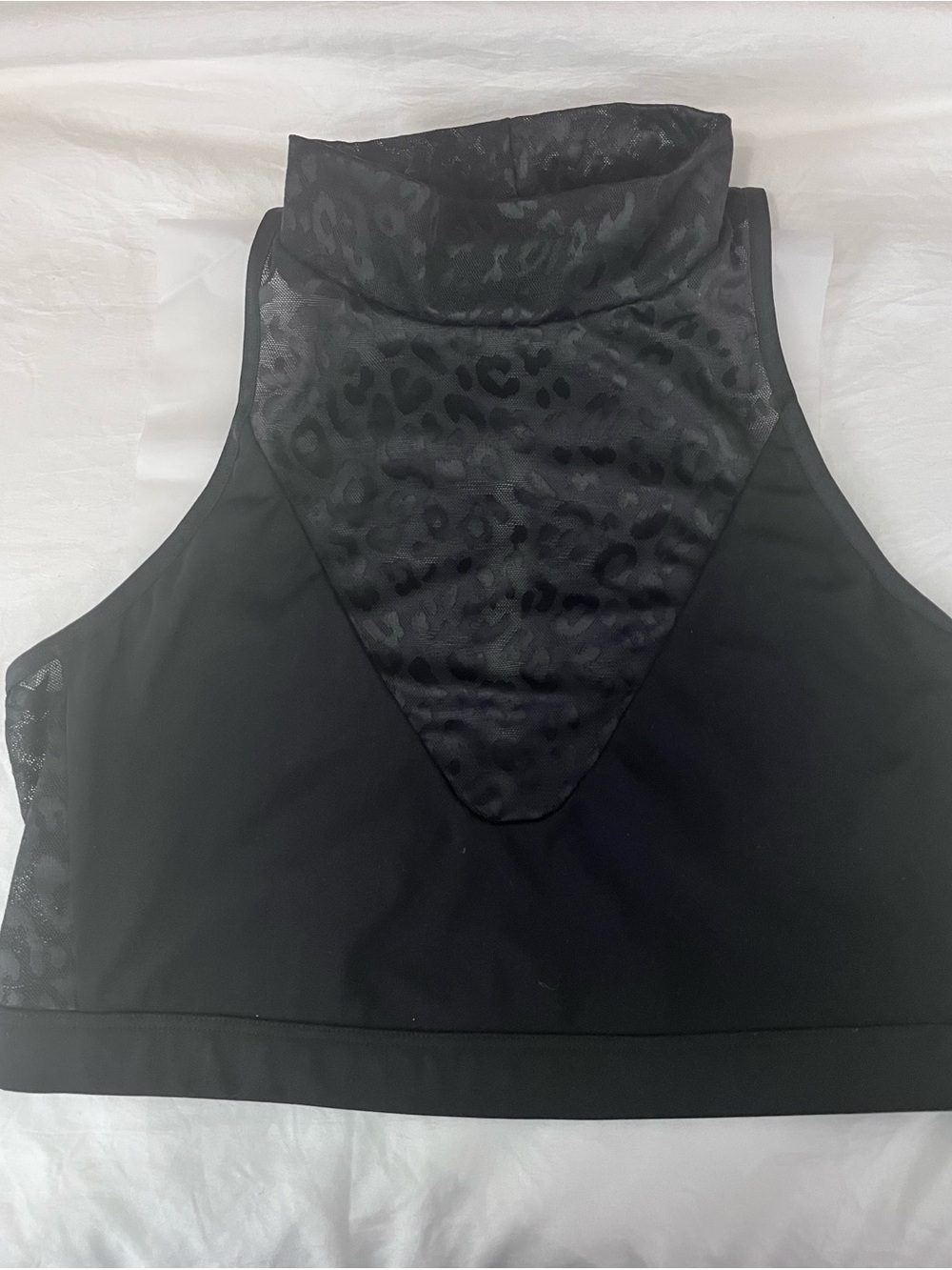 Victoria's Secret Black Leopard Mesh High-Neck Sports Bra - Picture 2 of 4